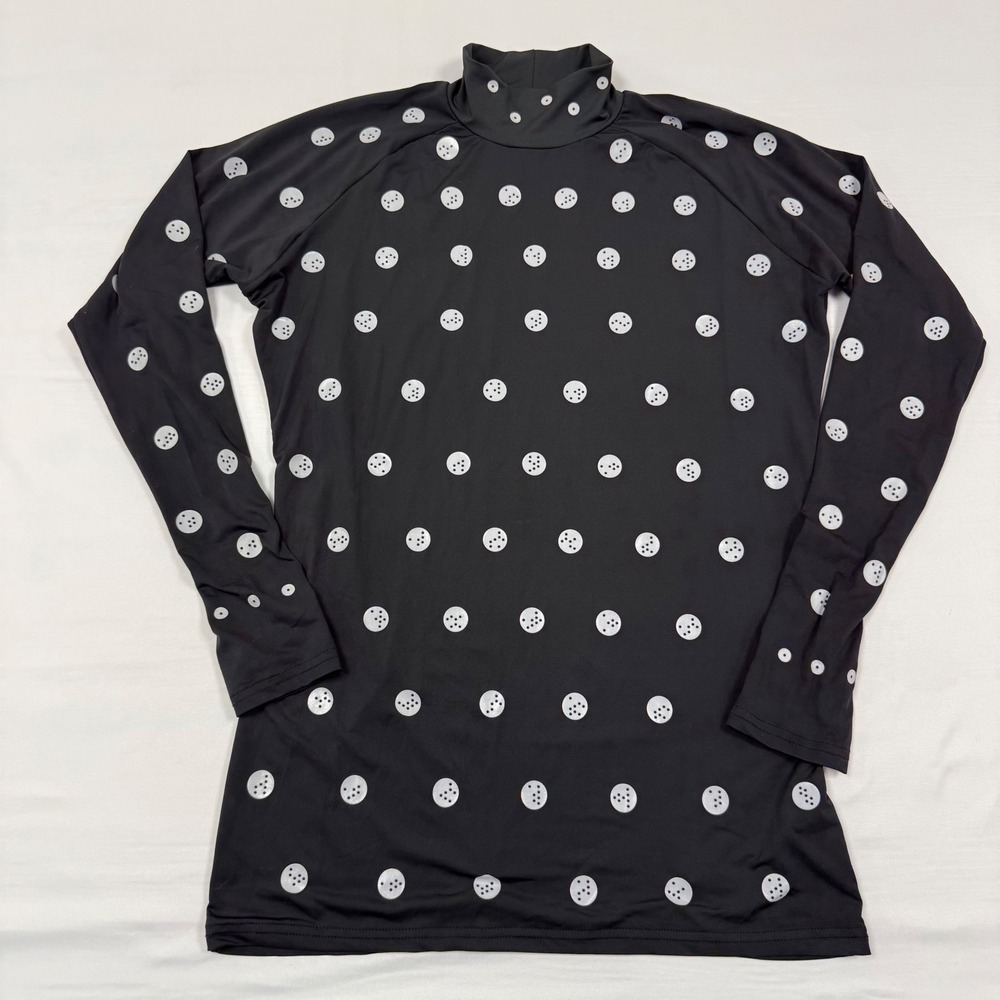 ZOZO SUIT Black‎ Polka Dot Long Sleeve Mock Neck Top Size 7 Personal Weight Loss